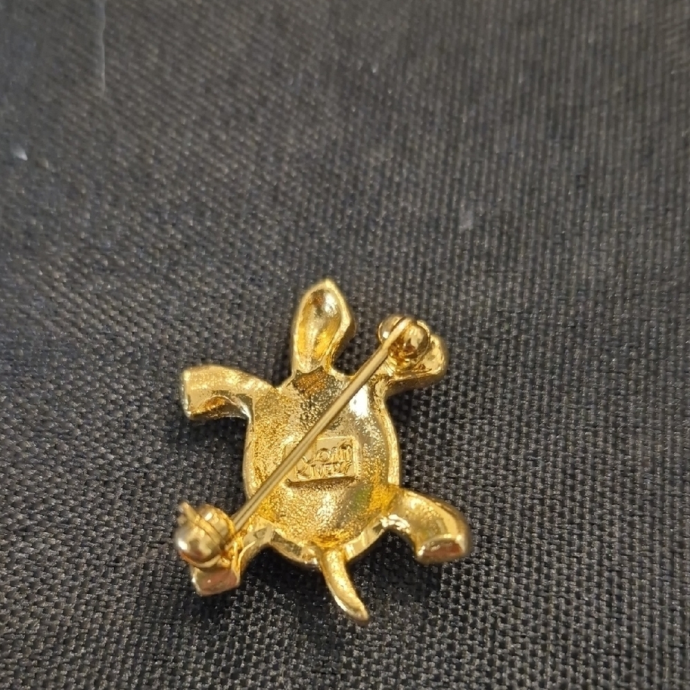 Joan Rivers Vintage Gold And Rhinestne Turtle Brooch - Picture 4 of 5